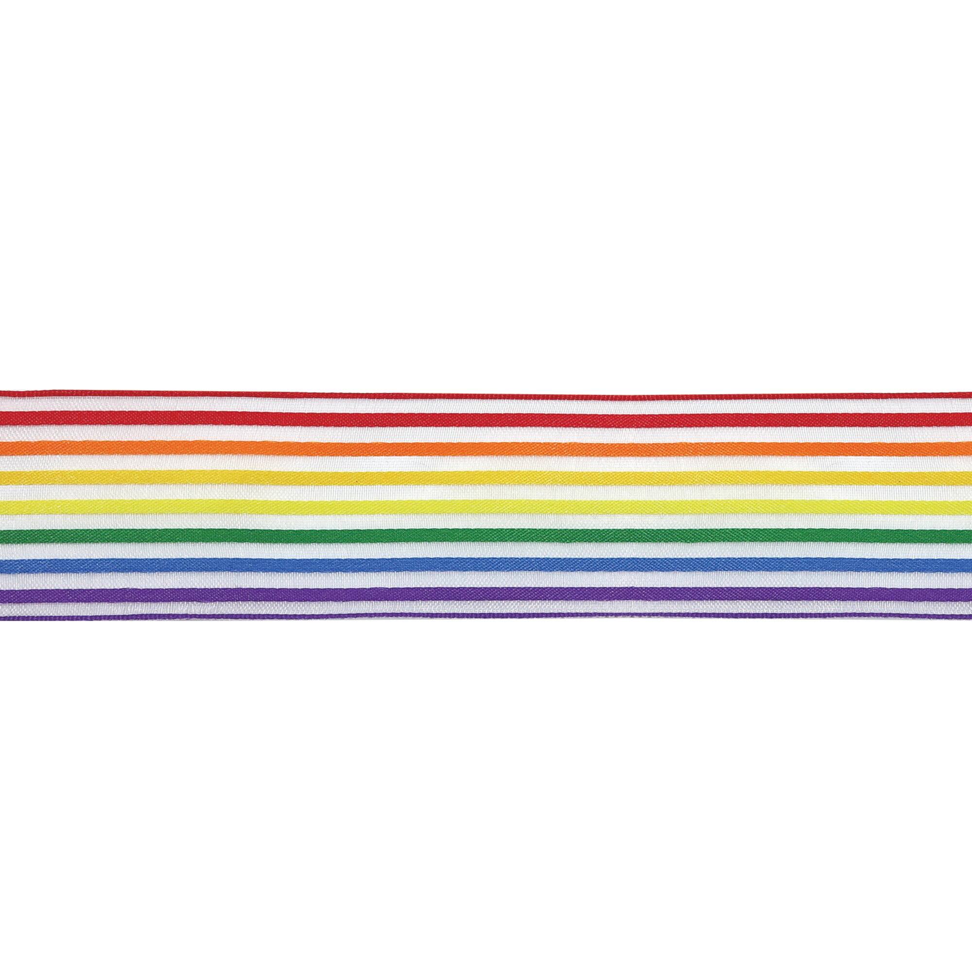 1.5" x 3yd. Rainbow Striped Wired Sheer Ribbon by Celebrate It™ 360°™